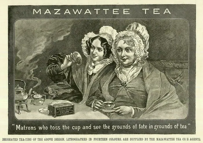 Framed Print : Reading the Tea Leaves, Mazawattee Tea Co, London Framed Print : Reading the Tea Leaves, Mazawattee Tea Co, London