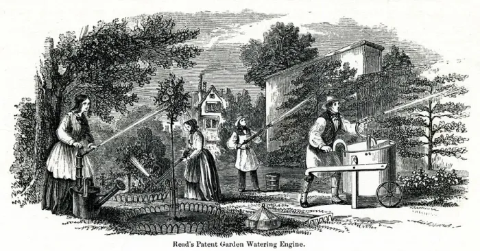 Framed Print : Reads patent garden watering engine 1851 Framed Print : Reads patent garden watering engine 1851