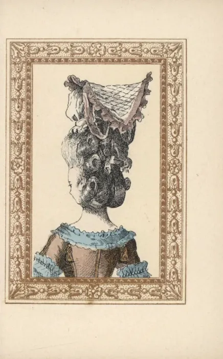 Framed Print : Rear view of woman in chignon plaited in three Framed Print : Rear view of woman in chignon plaited in three