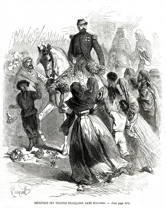 Framed Print : Reception of French Troops in Durango Framed Print : Reception of French Troops in Durango