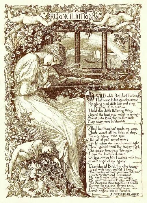 Framed Print : Reconciliation, poem by Blaikie, design by Walter Crane Framed Print : Reconciliation, poem by Blaikie, design by Walter Crane
