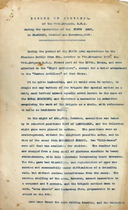 Framed Print : Record of Services of the 79th Brigade, RFA, Flanders Framed Print : Record of Services of the 79th Brigade, RFA, Flanders