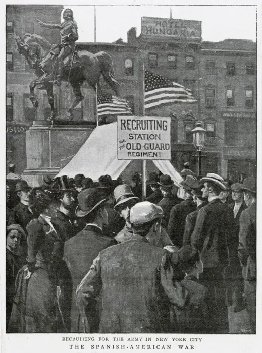 Framed Print : Recruiting for the Army in New York. Date: 1898 Framed Print : Recruiting for the Army in New York. Date: 1898