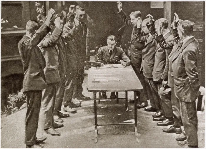 Framed Print : Recruiting for R.A.F. - Taking Oath 1918 Framed Print : Recruiting for R.A.F. - Taking Oath 1918