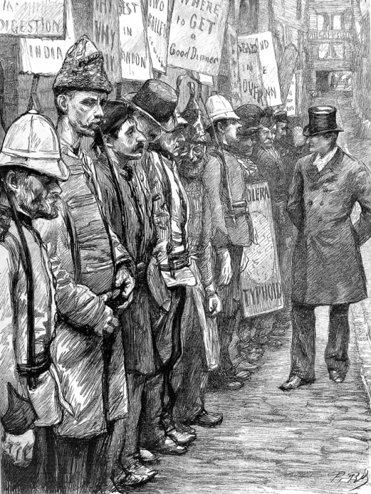 Framed Print : Recruiting the Sandwich Men, London, 1894 Framed Print : Recruiting the Sandwich Men, London, 1894