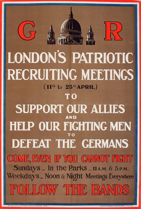 Framed Print : Recruitment poster, London, WW1 Framed Print : Recruitment poster, London, WW1