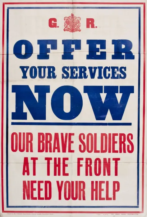 Framed Print : Recruitment poster, Offer Your Services Now, WW1 Framed Print : Recruitment poster, Offer Your Services Now, WW1