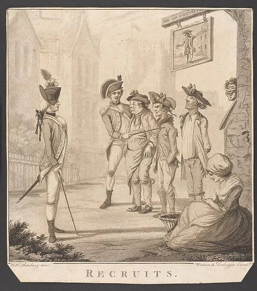 Recruits, 1780.Engraving by Watson and Dickinson after W H Bunbury