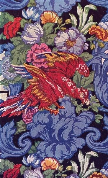 Red bird and flowers