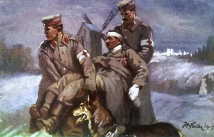 Framed Print : Red Cross Dog Battle Framed Print : Red Cross Dog Battle