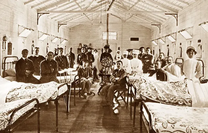 Framed Print : Red Cross Hospital Ward during WW1 Framed Print : Red Cross Hospital Ward during WW1