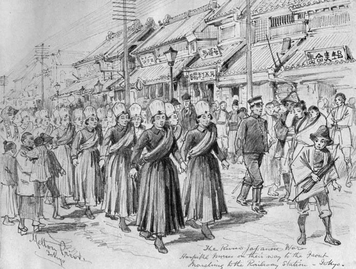 Framed Print : Red Cross in Japan, nurses for the front, 1904 Framed Print : Red Cross in Japan, nurses for the front, 1904