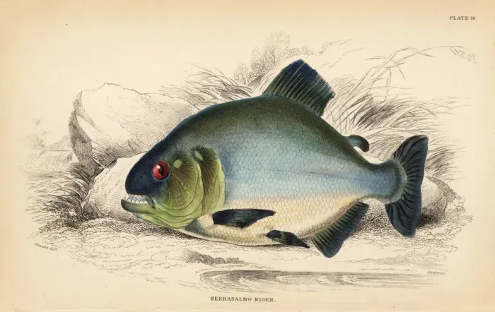 Framed Print : Red-eye piranha, Serrasalmus rhombeus Framed Print : Red-eye piranha, Serrasalmus rhombeus