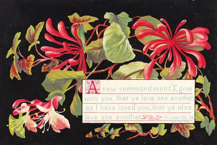 Framed Print : Red flowers on a religious greetings card Framed Print : Red flowers on a religious greetings card