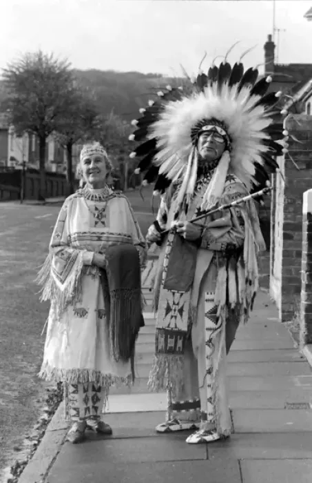 Framed Print : Red Indian Chief and wife, Eastbourne, Sussex Framed Print : Red Indian Chief and wife, Eastbourne, Sussex