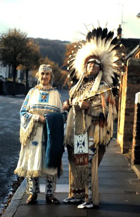 Framed Print : Red Indian Chief and wife, Eastbourne, Sussex Framed Print : Red Indian Chief and wife, Eastbourne, Sussex