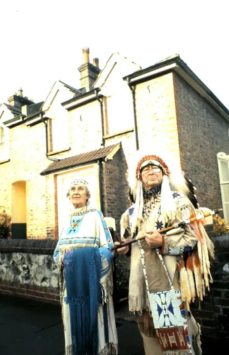 Framed Print : Red Indian Chief and wife, Eastbourne, Sussex Framed Print : Red Indian Chief and wife, Eastbourne, Sussex