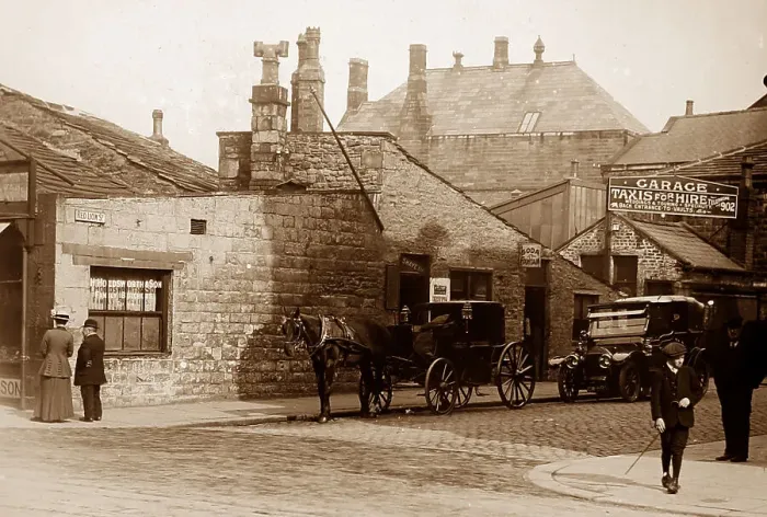 Framed Print : Red Lion Street, Burnley, Lancashire, early 1900s Framed Print : Red Lion Street, Burnley, Lancashire, early 1900s