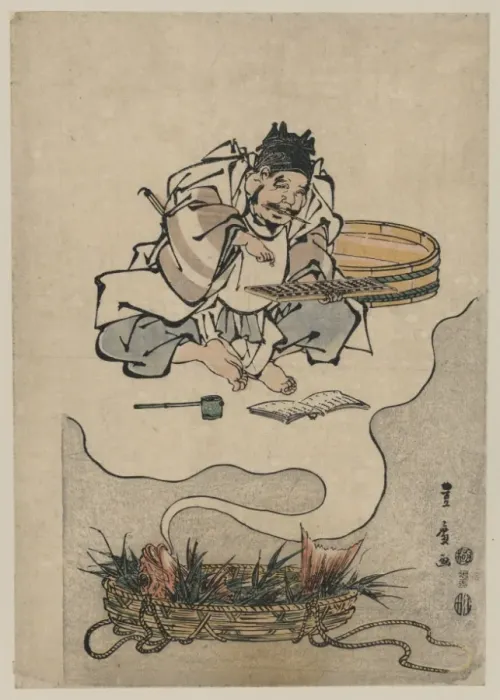 Framed Print : The red snappers dream: Ebisu using an abacus Framed Print : The red snappers dream: Ebisu using an abacus