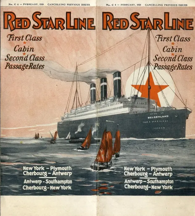 Framed Print : Red Star Line brochure, passage rates Framed Print : Red Star Line brochure, passage rates