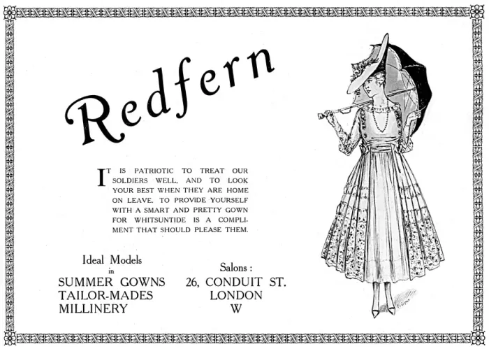 Framed Print : Redfern advertisement, dressing well is patriotic, WW1 Framed Print : Redfern advertisement, dressing well is patriotic, WW1