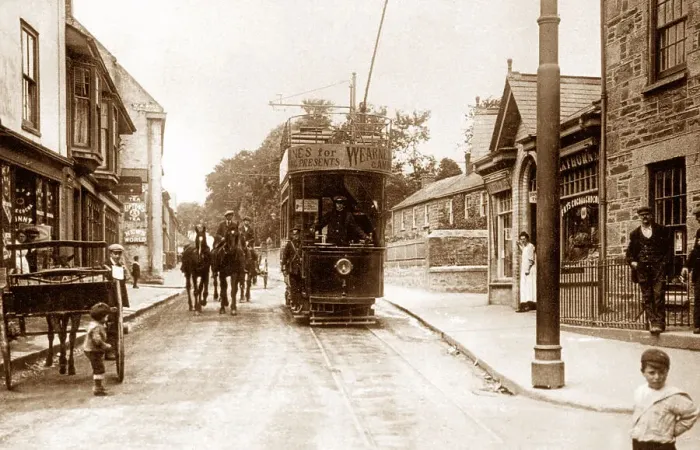Framed Print : Redruth Tram Terminus early 1900s Framed Print : Redruth Tram Terminus early 1900s