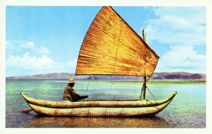 Framed Print : Reed boat on Lake Titicaca in Bolivia, South America Framed Print : Reed boat on Lake Titicaca in Bolivia, South America