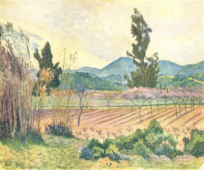 Framed Print : Reeds And Peach Trees, Lavendon Framed Print : Reeds And Peach Trees, Lavendon