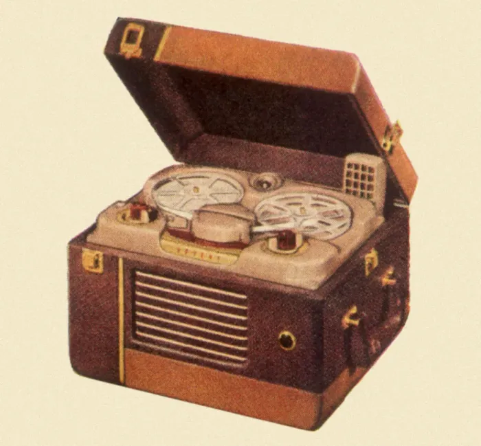 Framed Print : Reel-to-Reel Recorder Date: 1950 Framed Print : Reel-to-Reel Recorder Date: 1950