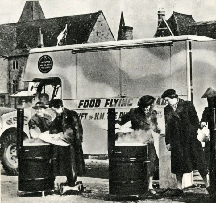Framed Print : Refreshments in a London street after a night raid, WW2 Framed Print : Refreshments in a London street after a night raid, WW2