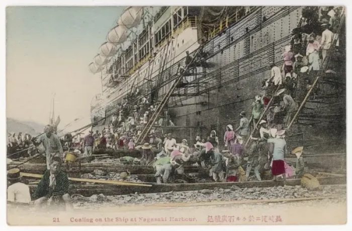 Framed Print : Refuelling a Steamship Framed Print : Refuelling a Steamship