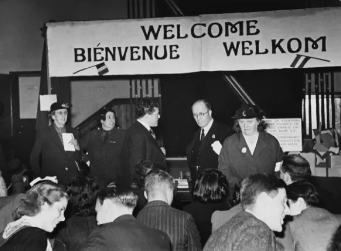 Framed Print : Refugee distributing centre WWII Framed Print : Refugee distributing centre WWII