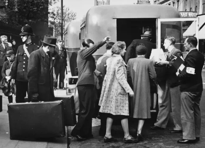 Framed Print : Refugees boarding bus WWII Framed Print : Refugees boarding bus WWII