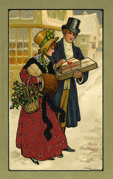 Regency couple Christmas shopping