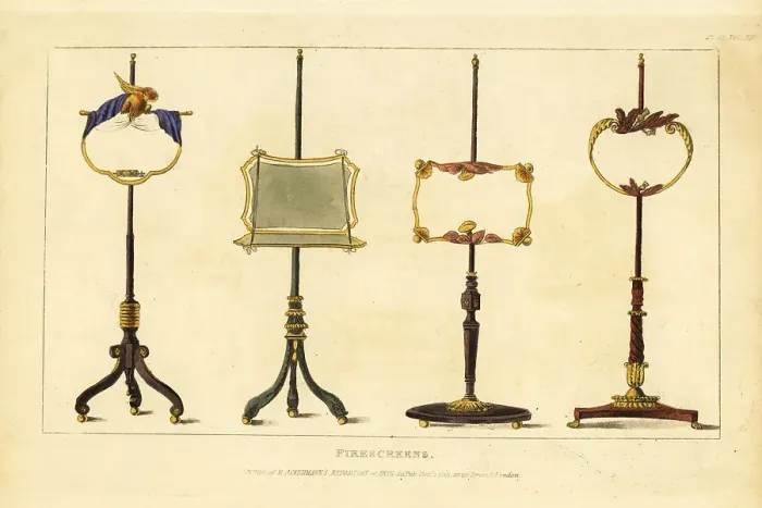 Framed Print : Regency era firescreens for the drawing room Framed Print : Regency era firescreens for the drawing room