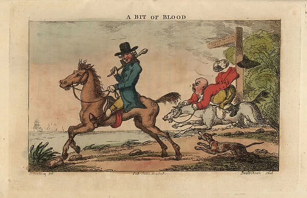 Regency gentleman with cudgel on a thoroughbred horse