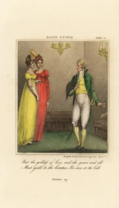 Framed Print : Regency gentleman and two elegant ladies at a ball Framed Print : Regency gentleman and two elegant ladies at a ball