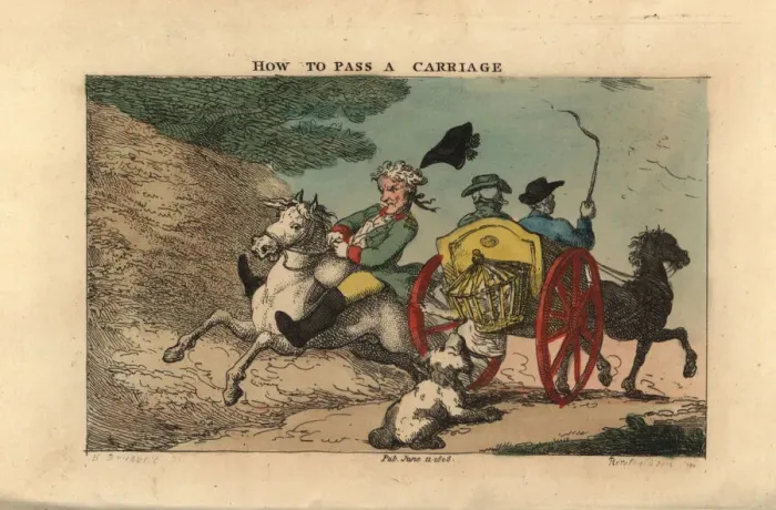 Framed Print : Regency gentleman losing control of his horse Framed Print : Regency gentleman losing control of his horse