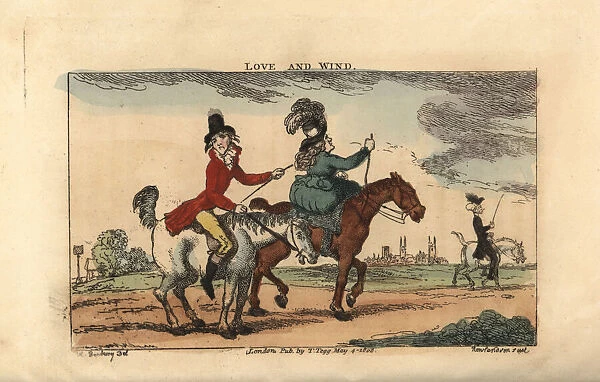 Regency gentleman riding with his belle