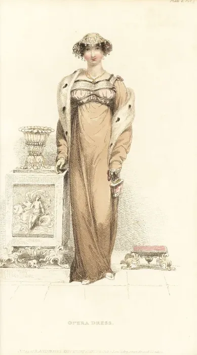 Framed Print : Regency woman in opera dress designed by Elizabeth Gill Framed Print : Regency woman in opera dress designed by Elizabeth Gill