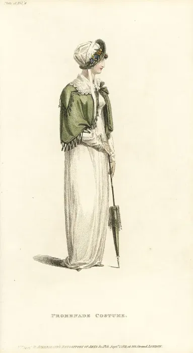 Framed Print : Regency woman in promenade dress, 1811 Framed Print : Regency woman in promenade dress, 1811