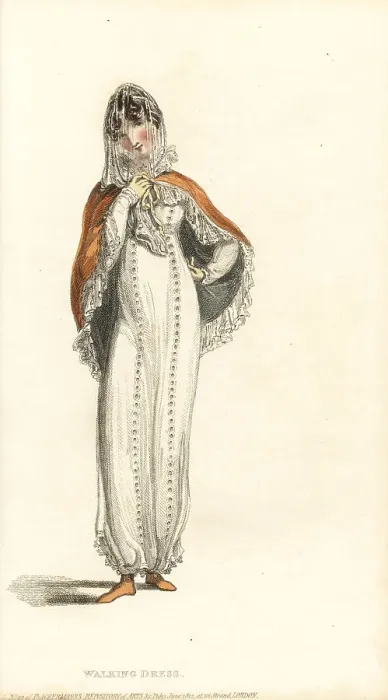 Framed Print : Regency woman in Spanish hussar cloak, 1812 Framed Print : Regency woman in Spanish hussar cloak, 1812