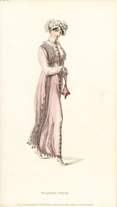 Framed Print : Regency woman stepping out in a walking dress Framed Print : Regency woman stepping out in a walking dress