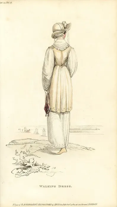 Framed Print : Regency woman strolling on a beach, 1811 Framed Print : Regency woman strolling on a beach, 1811
