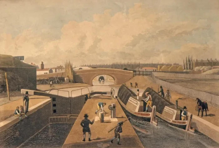 Framed Print : Regents Canal Locks Print Framed Print : Regents Canal Locks Print