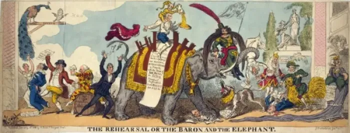 Framed Print : The rehearsal or the baron and the elephant Framed Print : The rehearsal or the baron and the elephant