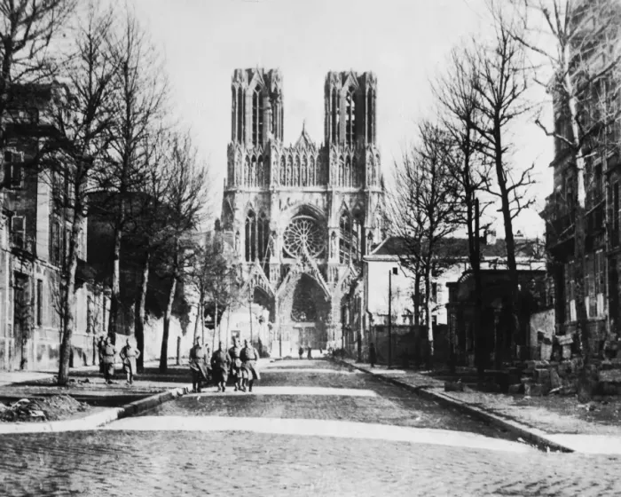 Framed Print : Reims Cathedral, France, restored after WW1