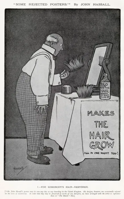 Framed Print : Some Rejected Posters by John Hassall - Makes the Hair Grow Framed Print : Some Rejected Posters by John Hassall - Makes the Hair Grow