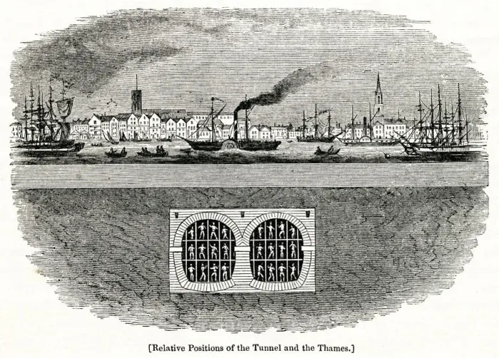 Framed Print : Relative Positions of Thames Tunnel and River, London Framed Print : Relative Positions of Thames Tunnel and River, London