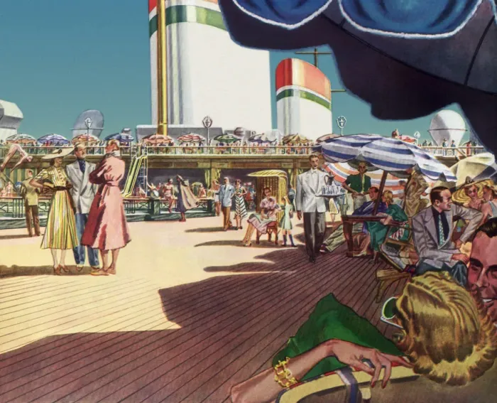 Framed Print : Relaxing on Deck Date: 1941 Framed Print : Relaxing on Deck Date: 1941